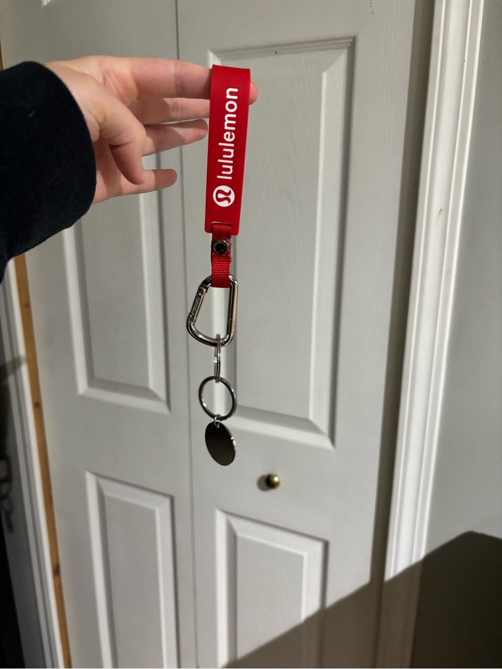 lululemon athletica Red Branded Lanyard Key & Card Holder with Metal Clip